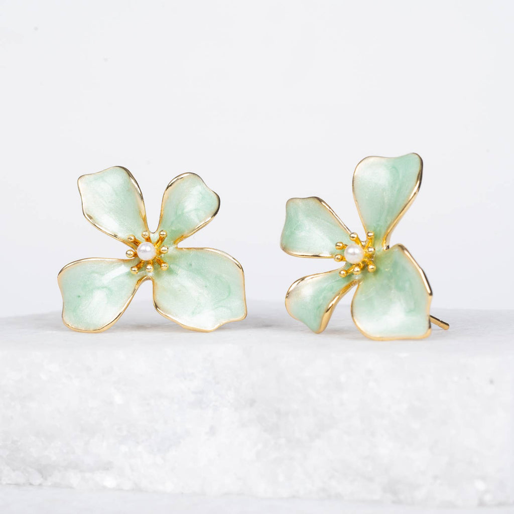 Hope in Bloom Flower Earrings in Mint - Che Cose Belle