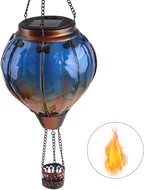 Hot Air Balloon Solar Lantern with Flickering Flame Hanging Solar Lanterns Outdoor Lights Waterproof Lanterns Decorative Garden Patio Yard Party Decor Blue - Che Cose Belle