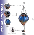 Hot Air Balloon Solar Lantern with Flickering Flame Hanging Solar Lanterns Outdoor Lights Waterproof Lanterns Decorative Garden Patio Yard Party Decor Blue - Che Cose Belle
