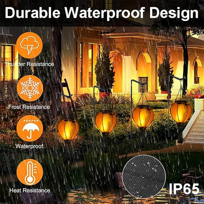 Hot Air Balloon Solar Lantern with Flickering Flame Hanging Solar Lanterns Outdoor Lights Waterproof Lanterns Decorative Garden Patio Yard Party Decor Gray&Light Green - Che Cose Belle