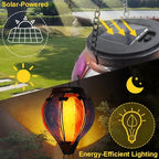 Hot Air Balloon Solar Lantern with Flickering Flame Hanging Solar Lanterns Outdoor Lights Waterproof Lanterns Decorative Garden Patio Yard Party Decor Gray&Wine Red - Che Cose Belle