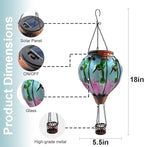Hot Air Balloon Solar Lantern with Flickering Flame Hanging Solar Lanterns Outdoor Lights Waterproof Lanterns Decorative Garden Patio Yard Party Decor Hummingbirds&Pink Flowers - Che Cose Belle
