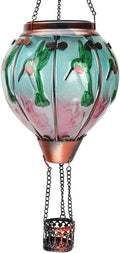 Hot Air Balloon Solar Lantern with Flickering Flame Hanging Solar Lanterns Outdoor Lights Waterproof Lanterns Decorative Garden Patio Yard Party Decor Hummingbirds&Pink Flowers - Che Cose Belle