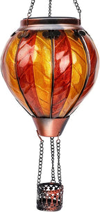 Hot Air Balloon Solar Lantern with Flickering Flame Hanging Solar Lanterns Outdoor Lights Waterproof Lanterns Decorative Garden Patio Yard Party Decor Orange and Red - Che Cose Belle