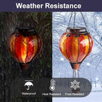 Hot Air Balloon Solar Lantern with Flickering Flame Hanging Solar Lanterns Outdoor Lights Waterproof Lanterns Decorative Garden Patio Yard Party Decor Orange and Red - Che Cose Belle