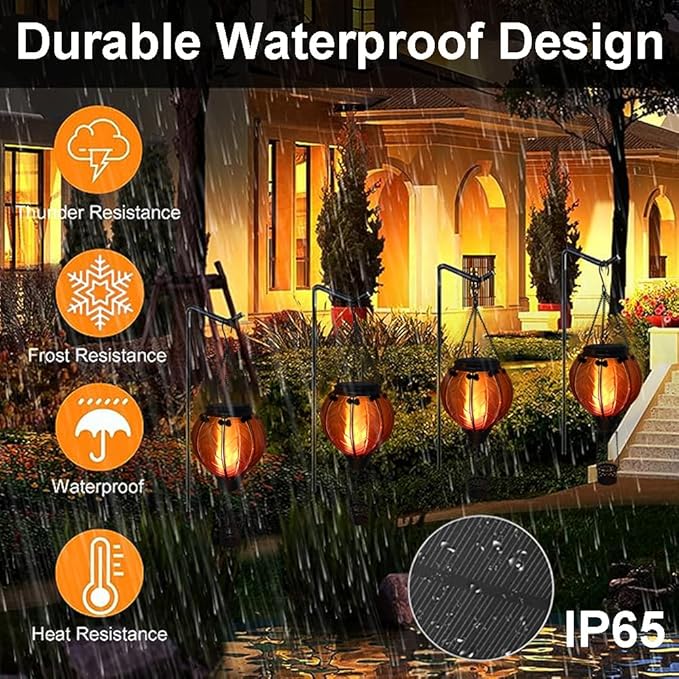 Hot Air Balloon Solar Lantern with Flickering Flame Hanging Solar Lanterns Outdoor Lights Waterproof Lanterns Decorative Garden Patio Yard Party Decor Orange and Red - Che Cose Belle