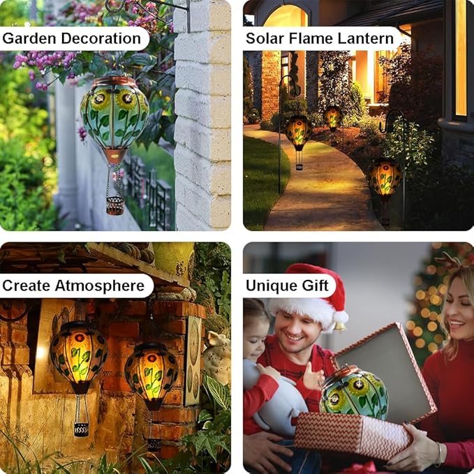 Hot Air Balloon Solar Lantern with Flickering Flame Hanging Solar Lanterns Outdoor Lights Waterproof Lanterns Decorative Garden Patio Yard Party Decor Sunflower - Che Cose Belle