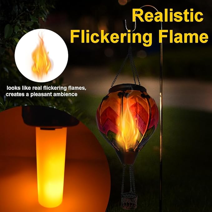 Hot Air Balloon Solar Lantern with Flickering Flame Hanging Solar Lanterns Outdoor Lights Waterproof Lanterns Decorative Garden Patio Yard Party Decor Wavy - Colorful - Che Cose Belle