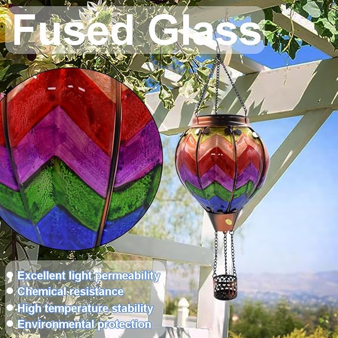 Hot Air Balloon Solar Lantern with Flickering Flame Hanging Solar Lanterns Outdoor Lights Waterproof Lanterns Decorative Garden Patio Yard Party Decor Wavy - Colorful - Che Cose Belle