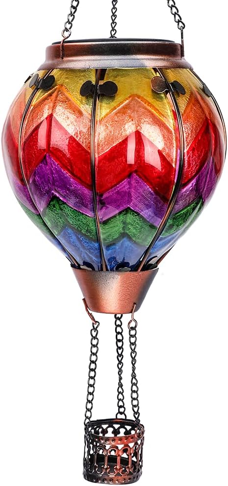 Hot Air Balloon Solar Lantern with Flickering Flame Hanging Solar Lanterns Outdoor Lights Waterproof Lanterns Decorative Garden Patio Yard Party Decor Wavy - Colorful - Che Cose Belle