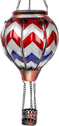 Hot Air Balloon Solar Lantern with Flickering Flame Hanging Solar Lanterns Outdoor Lights Waterproof Lanterns Decorative Garden Patio Yard Party Decor Wavy - Gray&Navy&Red - Che Cose Belle