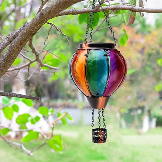 Hot Air Balloon with Flickering Flame Hanging Solar Lanterns Outdoor Lights Waterproof Lanterns Decorative Garden Patio Yard Party Decor Gradual - Colorful Hand Made - Che Cose Belle