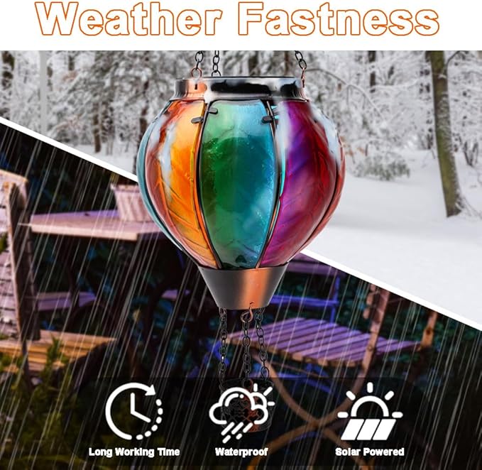 Hot Air Balloon with Flickering Flame Hanging Solar Lanterns Outdoor Lights Waterproof Lanterns Decorative Garden Patio Yard Party Decor Gradual - Colorful Hand Made - Che Cose Belle