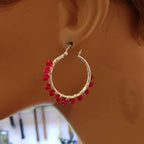 Hot Pink Chalcedony Silver Hoop Earrings - Che Cose Belle