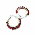 Hot Pink Chalcedony Silver Hoop Earrings - Che Cose Belle