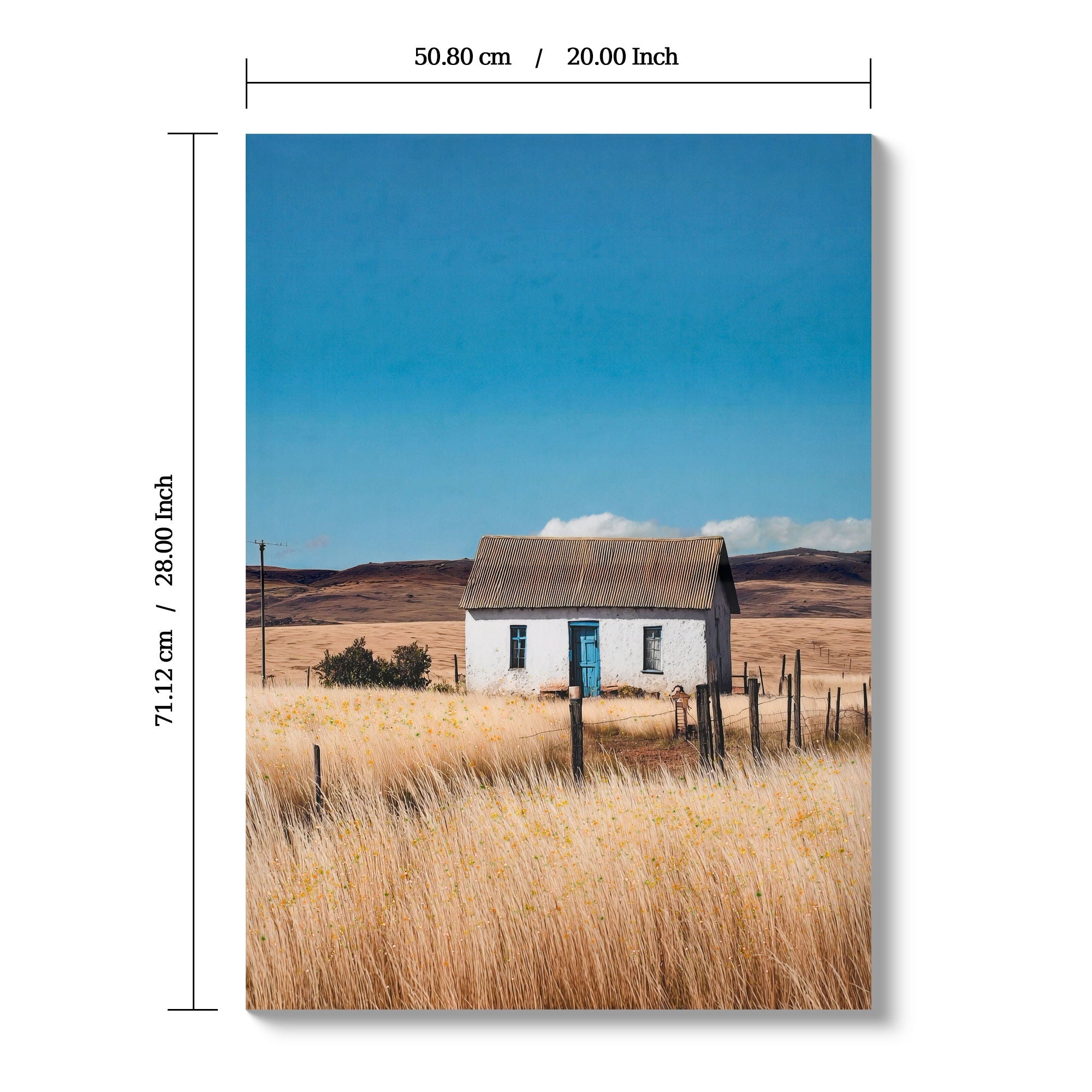 House, Barn Picture Wall Art For Home Decor - Natural / Blue - Che Cose Belle