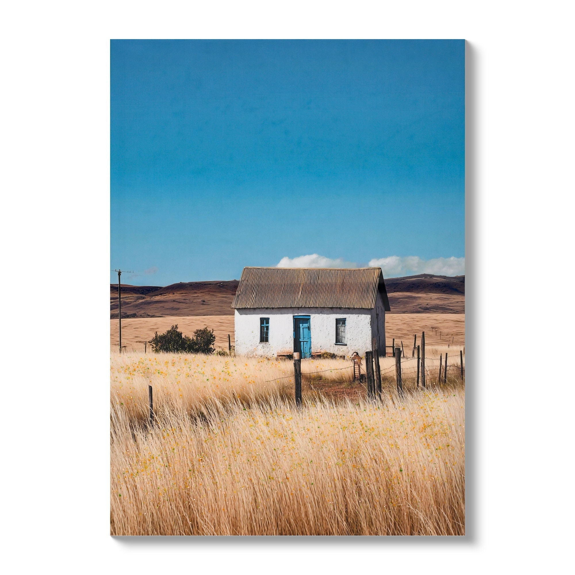 House, Barn Picture Wall Art For Home Decor - Natural / Blue - Che Cose Belle