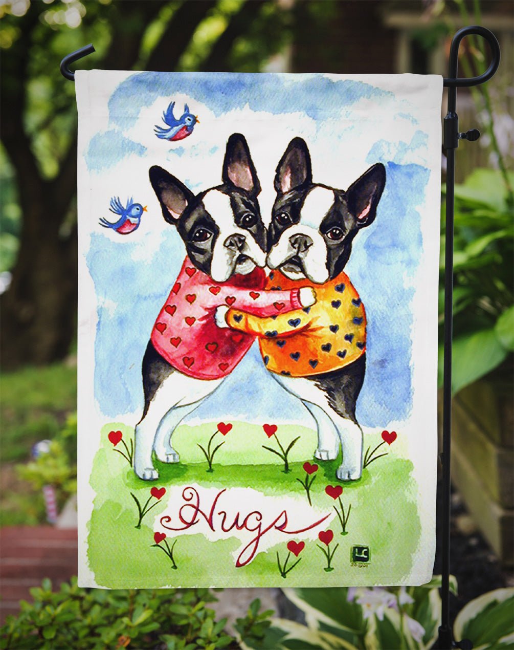 Hugs Boston Terrier Garden Flag – Decorative Outdoor Yard Flag - Che Cose Belle