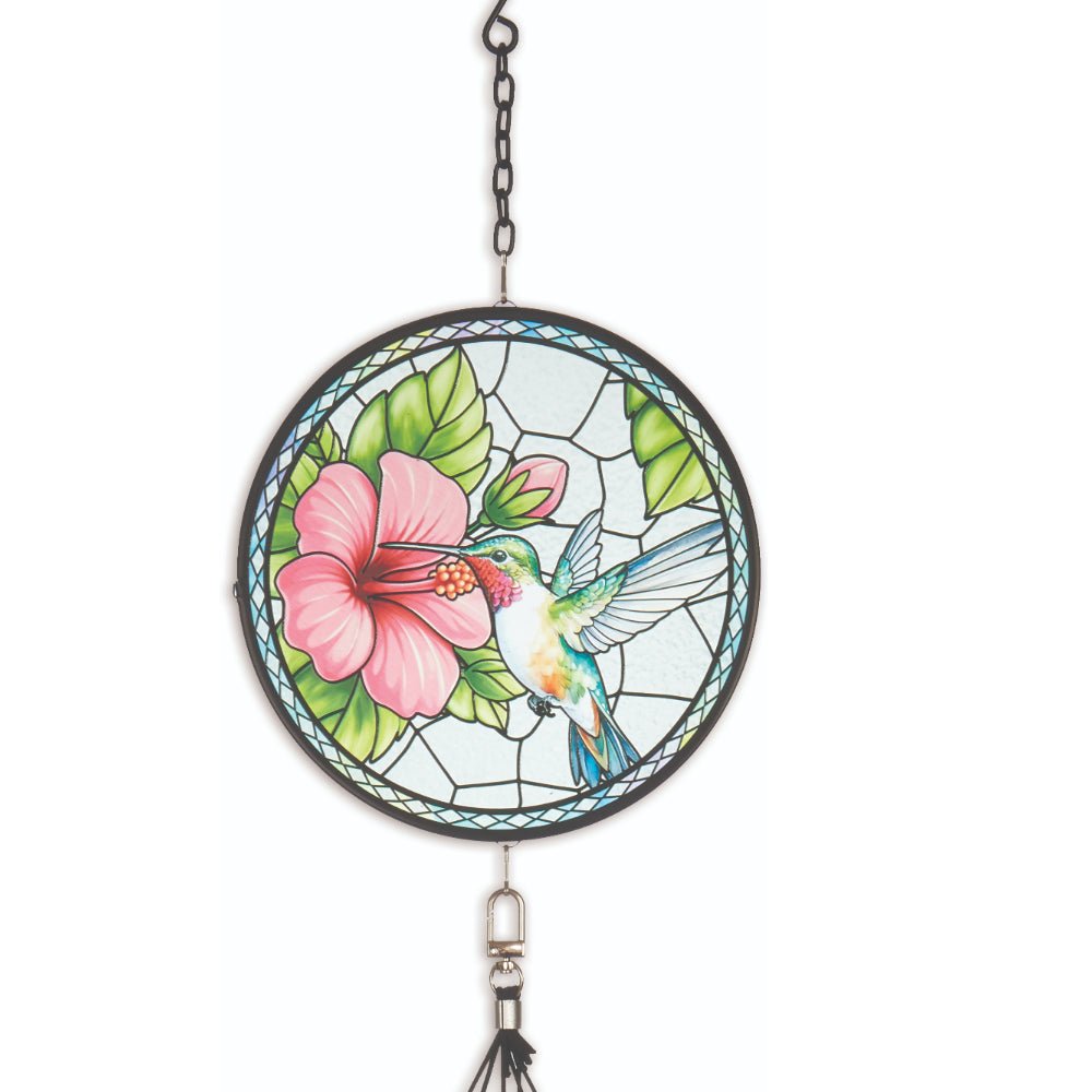 Hummingbird Stain Glass Wind Chime - 40 inch - Che Cose Belle
