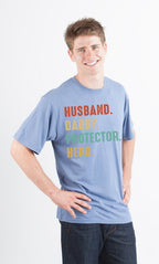 Husband, Daddy, Protector, Hero Men's Bamboo Viscose/Organic Cotton Short Sleeve Graphic T-Shirt - Che Cose Belle