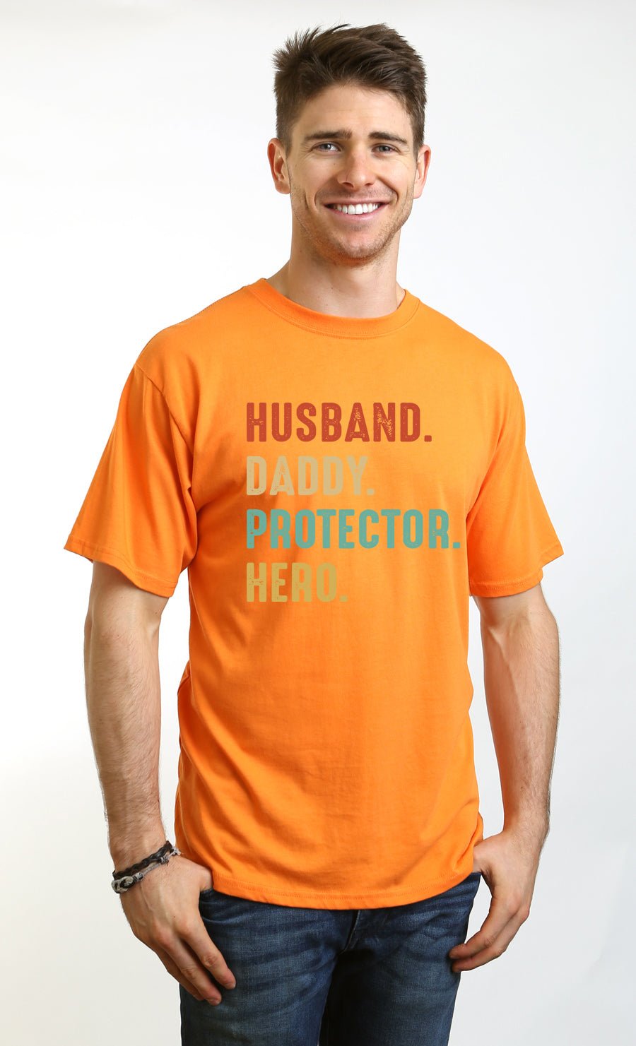 Husband, Daddy, Protector, Hero Men's Bamboo Viscose/Organic Cotton Short Sleeve Graphic T-Shirt - Che Cose Belle