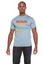 Husband, Daddy, Protector, Hero Men's Bamboo Viscose/Organic Cotton Short Sleeve Graphic T-Shirt - Che Cose Belle