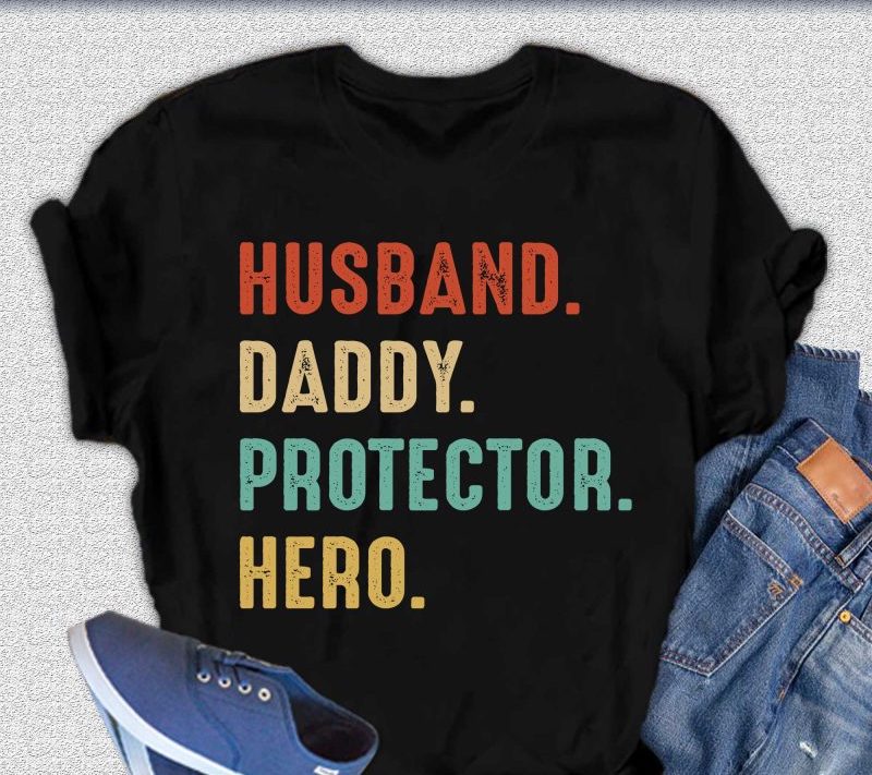 Husband, Daddy, Protector, Hero Men's Bamboo Viscose/Organic Cotton Short Sleeve Graphic T-Shirt - Che Cose Belle