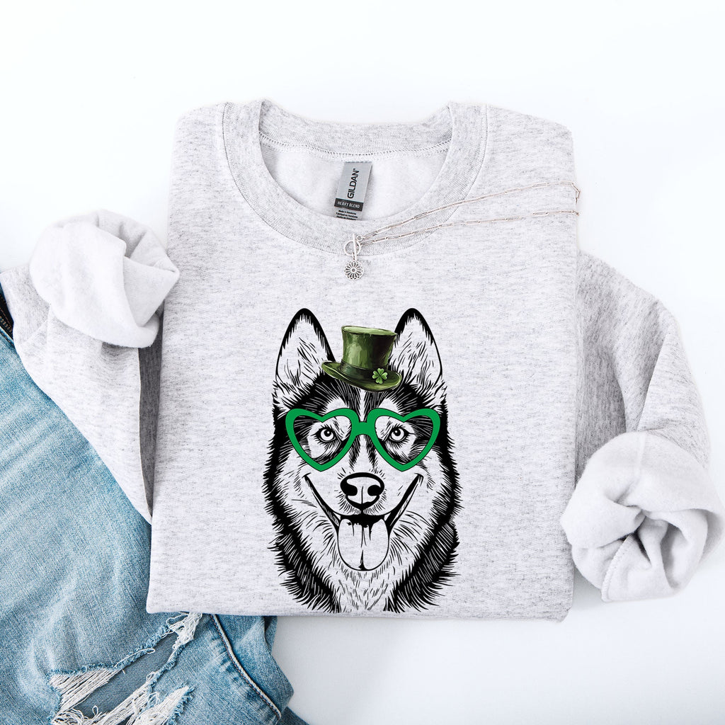 Husky, Adorable Dog, St Patrick's Day, Lucky, Irish Sweatshirt - Che Cose Belle