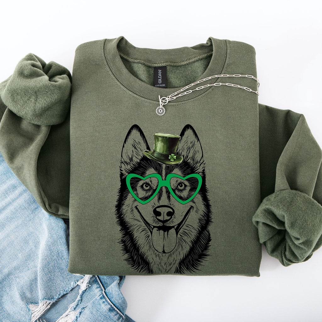 Husky, Adorable Dog, St Patrick's Day, Lucky, Irish Sweatshirt - Che Cose Belle