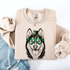 Husky, Adorable Dog, St Patrick's Day, Lucky, Irish Sweatshirt - Che Cose Belle