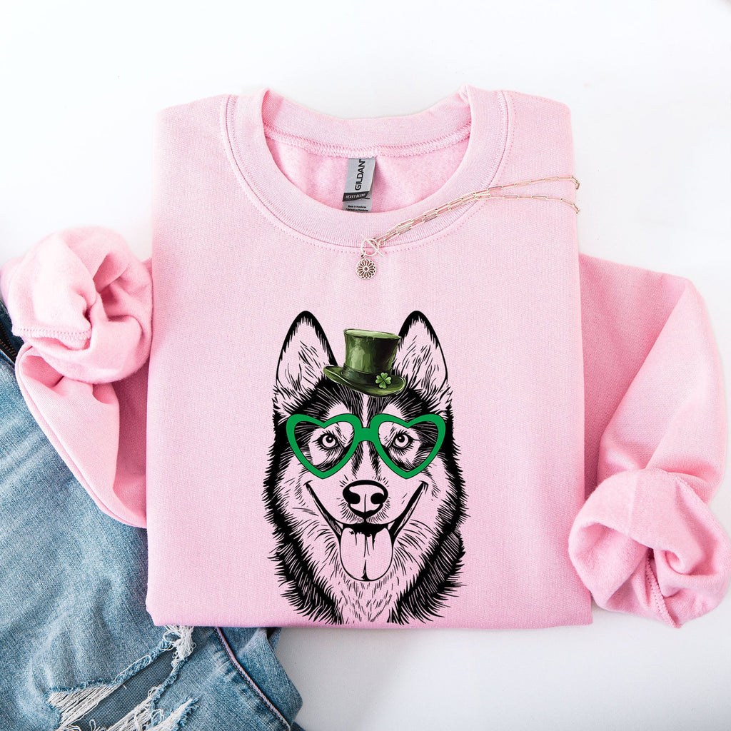 Husky, Adorable Dog, St Patrick's Day, Lucky, Irish Sweatshirt - Che Cose Belle