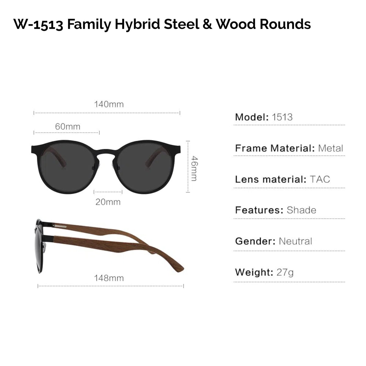 Hybrid Wooden Rounds - Real Wood & Polarized Lenses by WUDN - Che Cose Belle