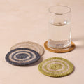 Hydra Woven Seagrass Coaster, Set of 4 (Chartreuse , Navy, Marigold, Grey) - Che Cose Belle