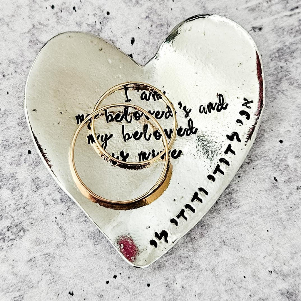 I am my Beloved's Heart Shaped Pewter Ring Dish - Che Cose Belle