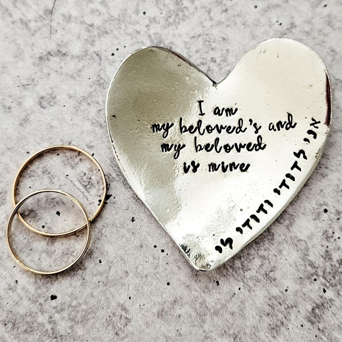 I am my Beloved's Heart Shaped Pewter Ring Dish - Che Cose Belle