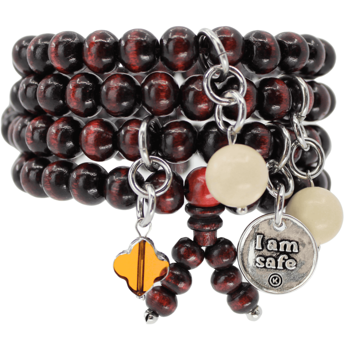 I Am Safe Heart Wood Boho Wrap Bracelet/Necklace - Che Cose Belle
