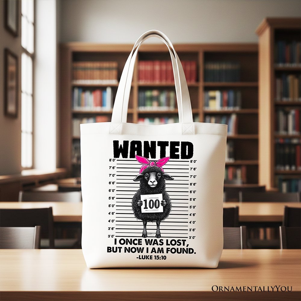 I Once Was Lost But Now I Am Found Luke 15:10 Christian Tote Bag, Wanted Black Sheep Gift Shopper - Che Cose Belle