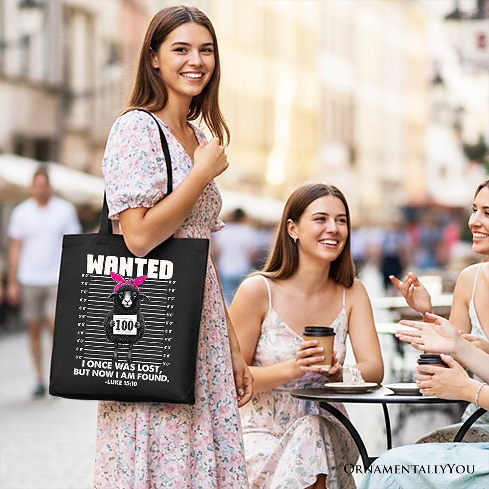 I Once Was Lost But Now I Am Found Luke 15:10 Christian Tote Bag, Wanted Black Sheep Gift Shopper - Che Cose Belle