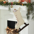 Ice Skate Hand Felted Wool Cream Christmas Stocking Skate Arcadia Home - Che Cose Belle