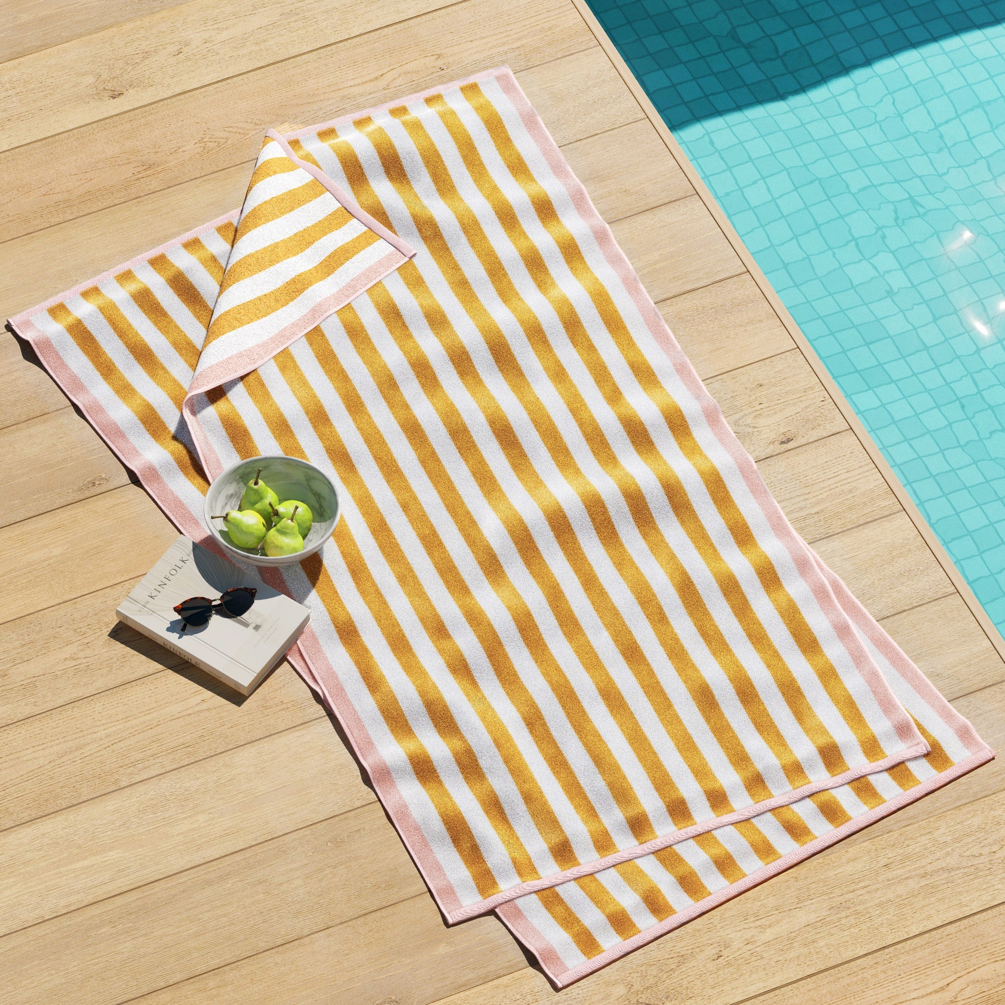 Oversized Striped Border Cabana Beach Towel - Santa Cruz