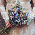 Dried Flower Bouquet with Blue Lavender, Pink Gomphrena, Daisies, Wheat & Oregano
