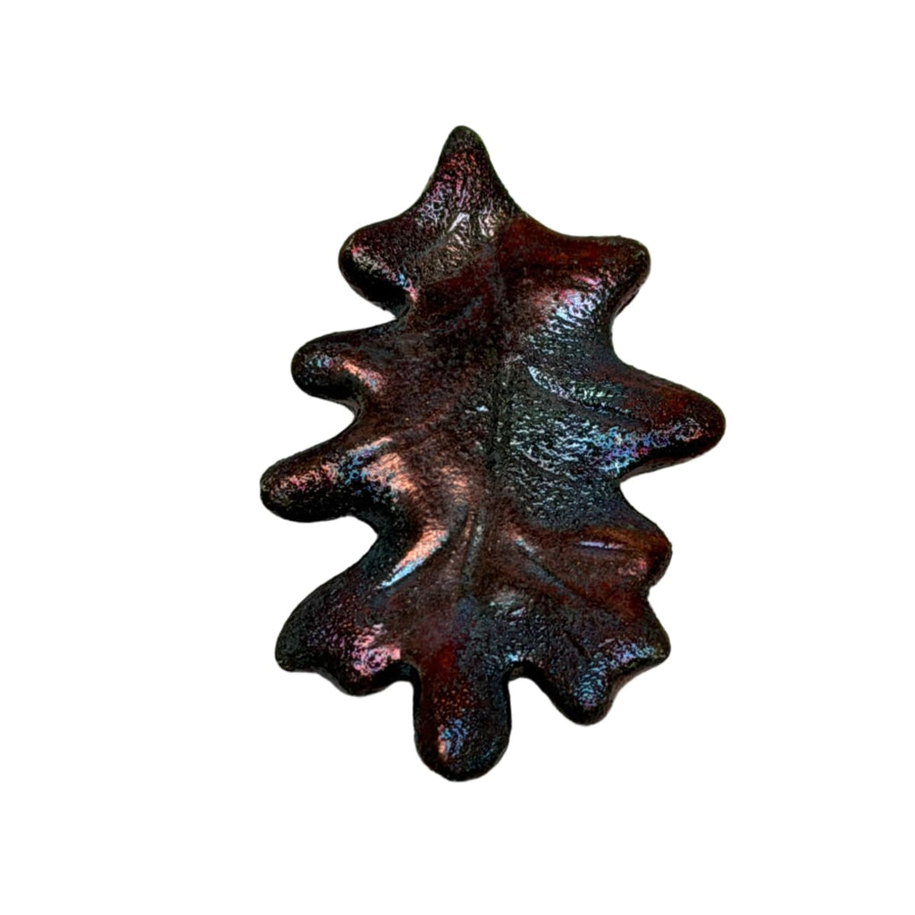 Raku Ceramic Leaf Focal Pendant - Artist Signed Rama - 46mm Brown Copper Iridescent