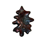 Raku Ceramic Leaf Focal Pendant - Artist Signed Rama - 46mm Brown Copper Iridescent