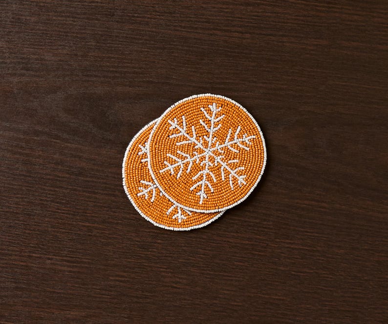 Handmade Beaded Holiday Coaster – Christmas Table Decor by Payton James