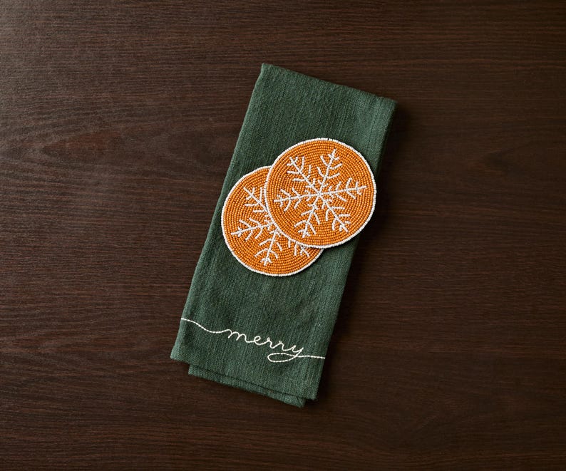 Handmade Beaded Holiday Coaster – Christmas Table Decor by Payton James