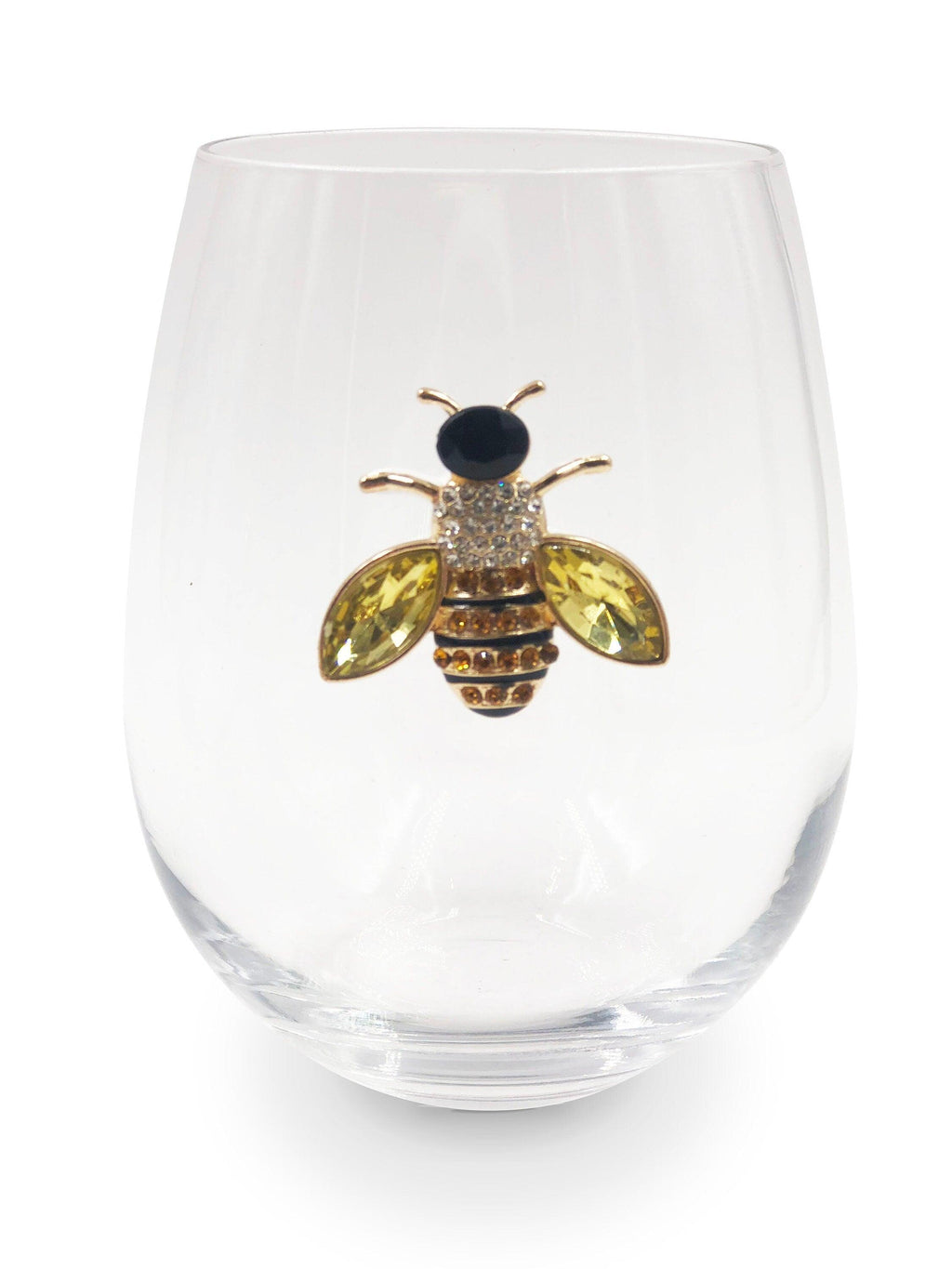 Jeweled Bee Stemless Wine Glasses
