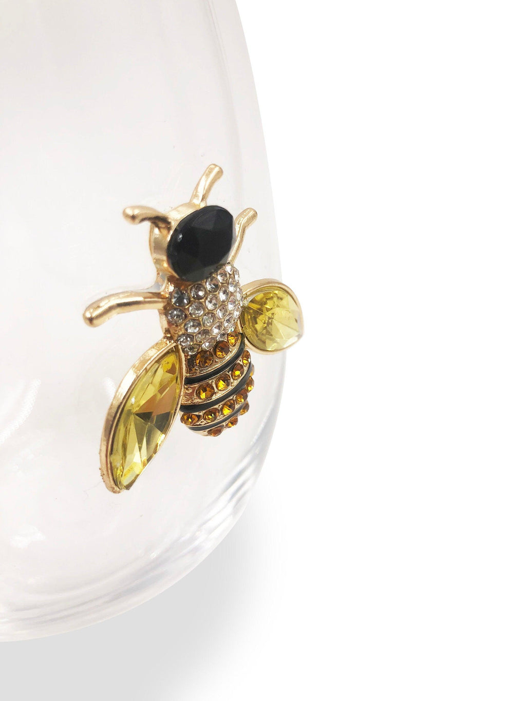 Jeweled Bee Stemless Wine Glasses