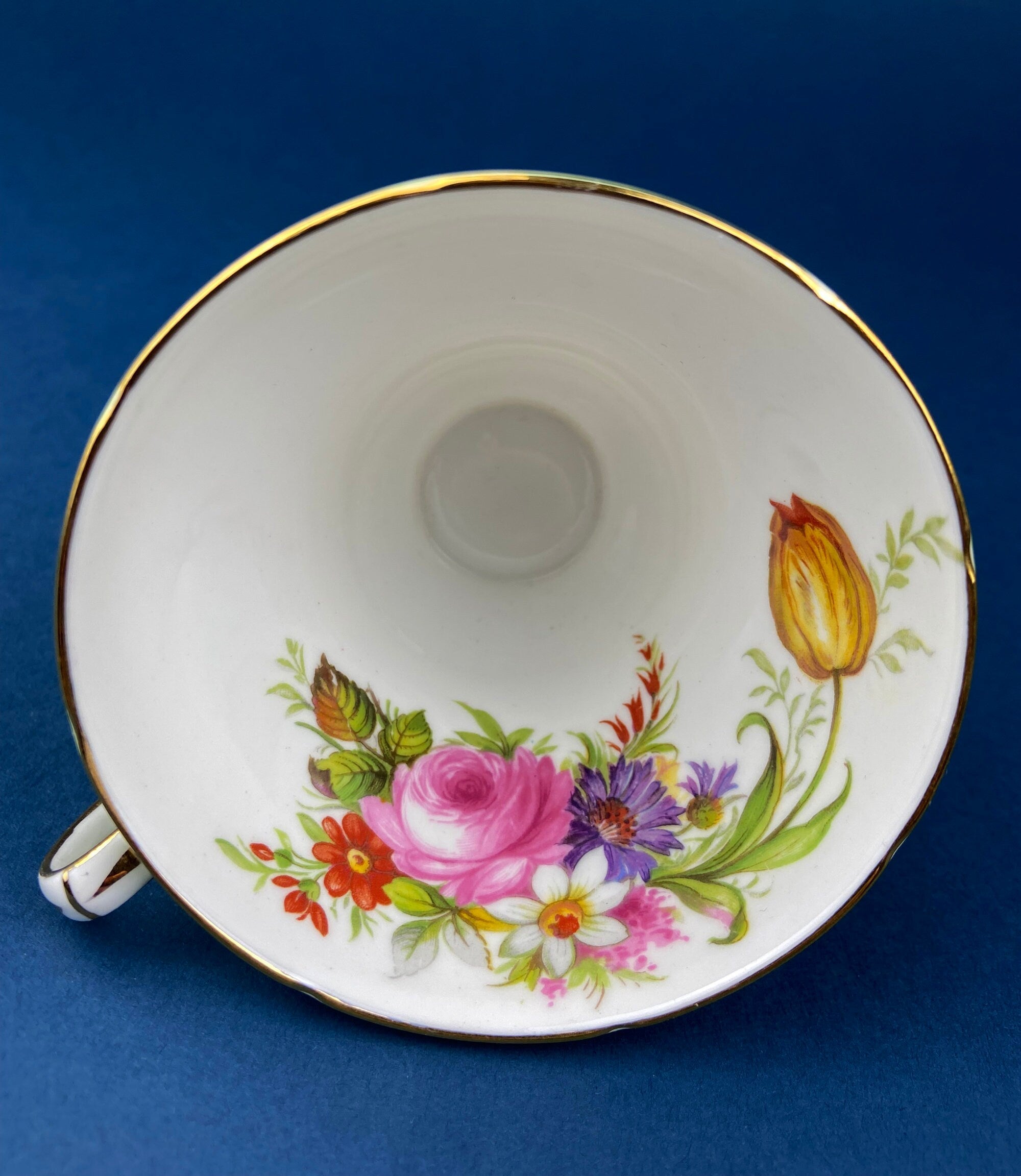 Vintage Foley Fine Bone China Tea Cup & Saucer, Mint Green Floral, Made in England