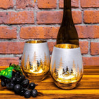 Gold Pine Tree Stemless Wine Glasses