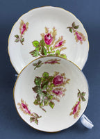 Vintage Royal Chelsey Moss Rose Tea Cup and Saucer, English Bone China